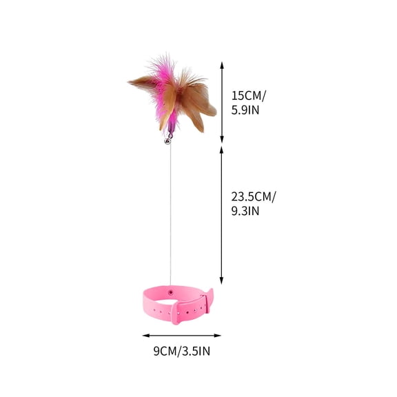 Leodye 1PCS Teasing Toy Automatic Feather Pet Play Interactive Funny Collar Teasing Stick Toy for Indoors -9.25*5.91in