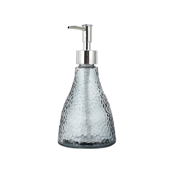 Leodye 1PCS Textured Glass Soap Dispenser, Refillable Liquid Hand Soap Pump Bottle, Bathroom Kitchen Sink Decor for Shower Gel Shampoo Lotion & Hand Wash -7.4x3.54 Inch