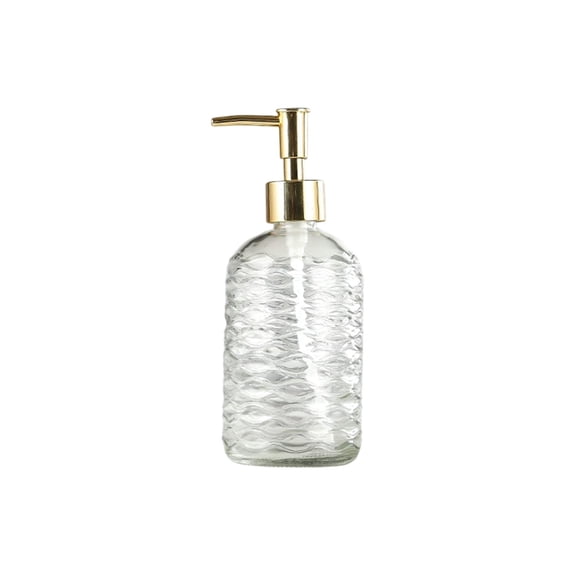 Leodye 1PCS Textured Glass Soap Dispenser, Refillable Liquid Hand Soap Pump Bottle, Bathroom Kitchen Sink Decor for Shower Gel Shampoo Lotion & Hand Wash -7.68x2.83 Inch