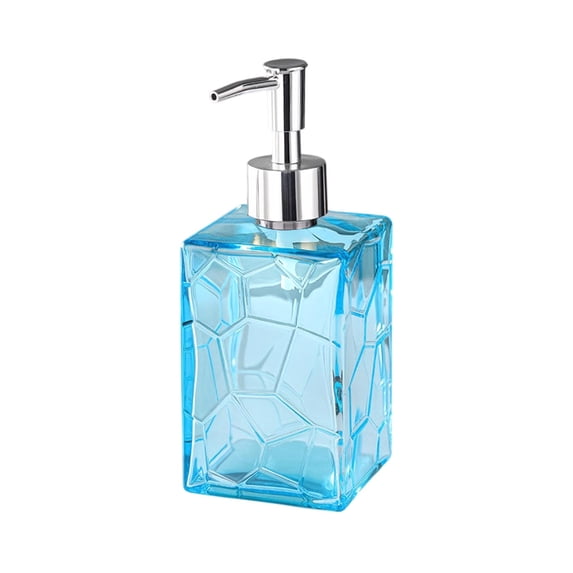 Leodye 1PCS Textured Glass Soap Dispenser, Refillable Pump Bottle Design, Liquid Container for Hand Soap Shower Gel Lotion Kitchen Bathroom -7.01x2.76Inch