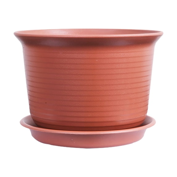 Leodye 1PCS Thickened Indoor Outdoor Flower Pot with Tray Durable Design Garden Plant Home Decor Planter Container -7.1x7.1x5.1in