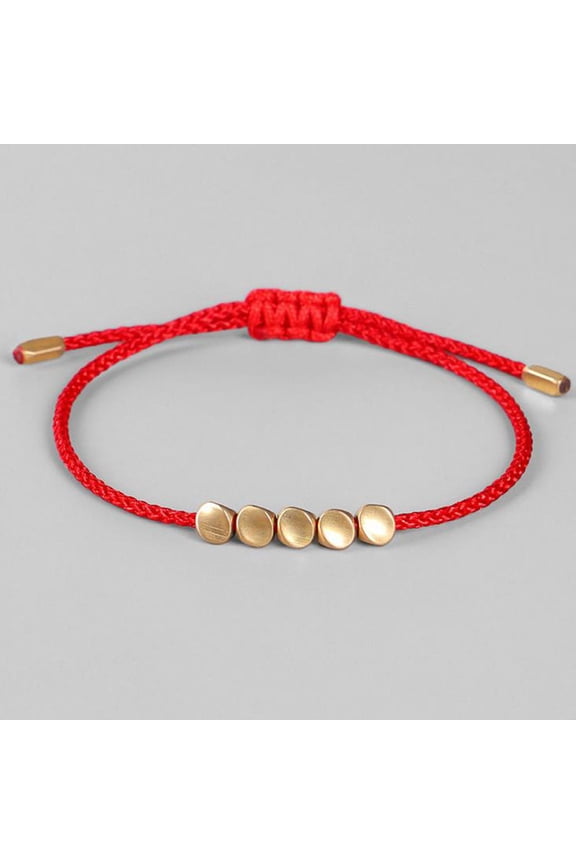 1PCS Tibetan Copper Bead Rope Bracelet Wax Thread Design Unisex Casual Fashion Bangle Jewelry