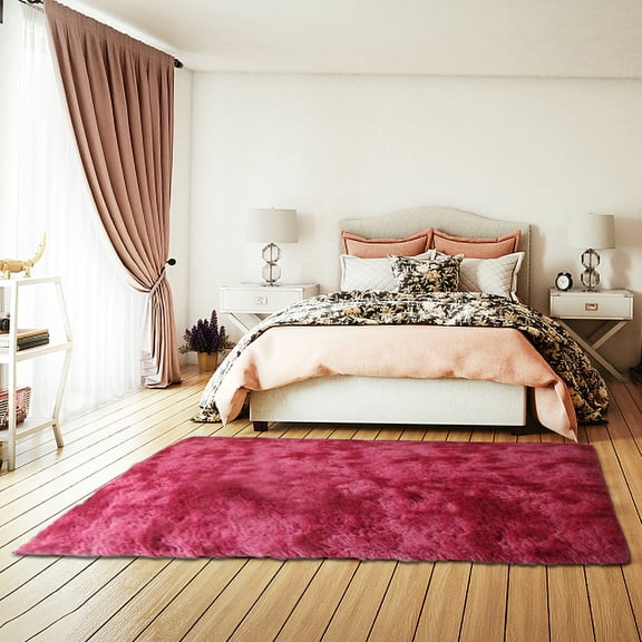 Leodye 1PCS Tie-dyed Gradient Silk Wool Carpet - 62X31in Mat, Decorative for Living Room Coffee Table & Bedroom Bedside