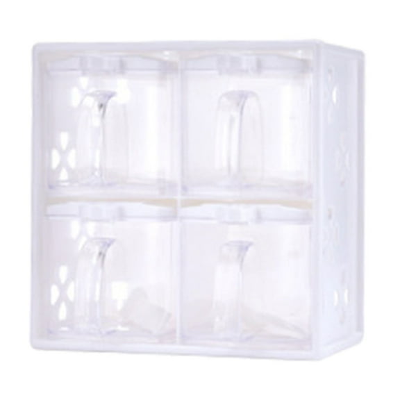 Leodye 1PCS Transparent Seasoning Box Set , Detachable Combination Storage Rack, Multifunctional Container for Salt Sugar Spices and Condiments -6.89*3.54*6..89IN