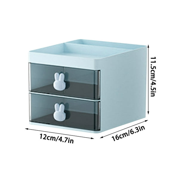Leodye 1PCS Transparent Small Drawer Desktop Storage Box Plastic Mini Organizer Cute Stationery Box for Desk -4.72 × 6.30 × 4.53 IN