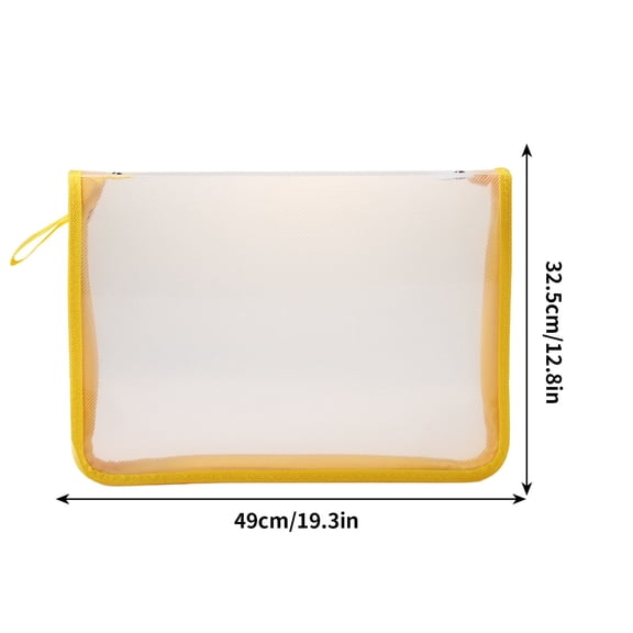 Leodye 1PCS Transparent Twill A4 Zipper File Bag Durable Portable office School Document Data Organizer Folder -19.3*12.8IN