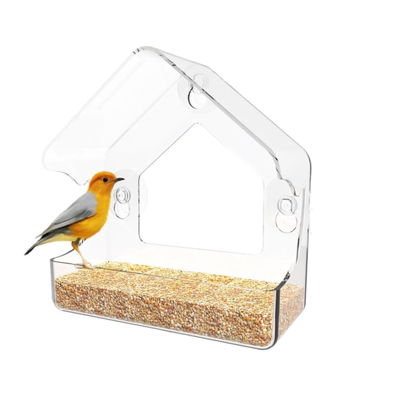 Leodye 1PCS Transparent Wall-mounted Window Bird Feeder Sturdy Visible Outdoor Garden Window Bird Feeding Cage -5.9*2.4*5.9IN