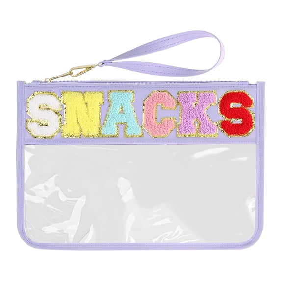 Leodye 1PCS Transparent Zipper Snack Storage Bag - Handheld Makeup Bag, Portable Waterproof Toilet Organizer Bag -12.6*8.6IN