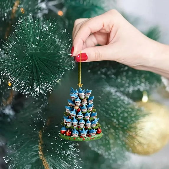Leodye 1PCS Tree Stack Acrylic Decoration Flat Pendant Christmas Tree Decoration Small Pendant-3.14in