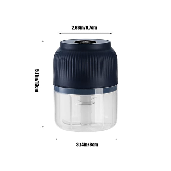 Leodye 1PCS USB Rechargeable Mini Garlic Chopper, Portable 4-Blade Cutter, for Vegetable Ginger Meat and Garlic Crushing -5.11*2.36IN