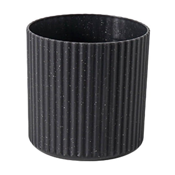 Leodye 1PCS Vertical Striped Mini Desktop Trash Can Round Lidless Design for Bedroom Kitchen and Bathroom -5.83x5.79in