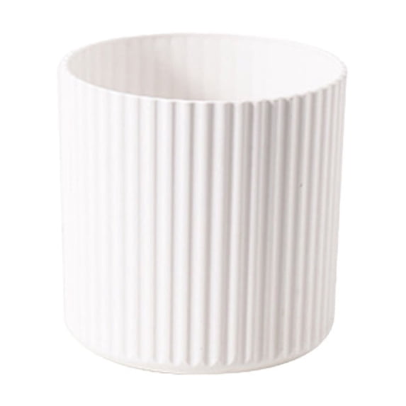 Leodye 1PCS Vertical Striped Mini Desktop Trash Can Round Lidless Design for Bedroom Kitchen and Bathroom -5.83x5.79in