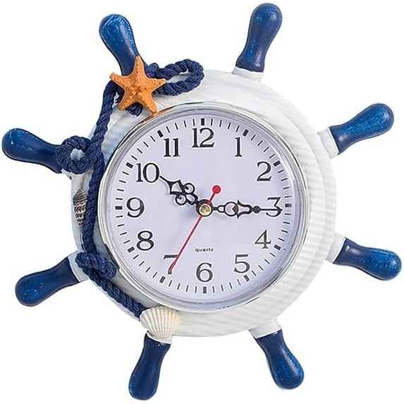 Leodye 1PCS Vintage Wooden Wall Clock - Beach themed Decorative Clock Home Living Room Outer Door Occasion - Wooden Frame Wall Mount Decor Clock