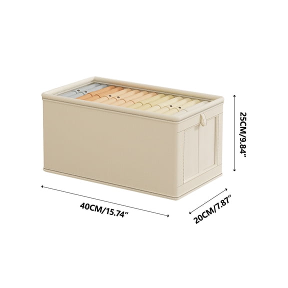 Leodye 1PCS Visible Window Cloth Storage Box with Lid Large Fabric Organizer for Home Clothes and Bedding Storage -15.75 × 9.84 × 7.87 IN