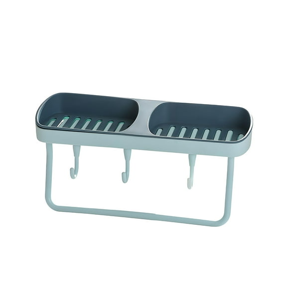 Leodye 1PCS Wall-mounted Bathroom Soap Dispenser - Multifunctional Rack with Towel Hooks -10.24*3.54*3.54in