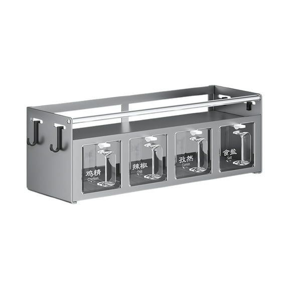 Leodye 1PCS Wall-mounted Kitchen Spice Rack - Combination Set of Seasoning Jars (MSG/Pepper) -15.55x5.31x5.11in