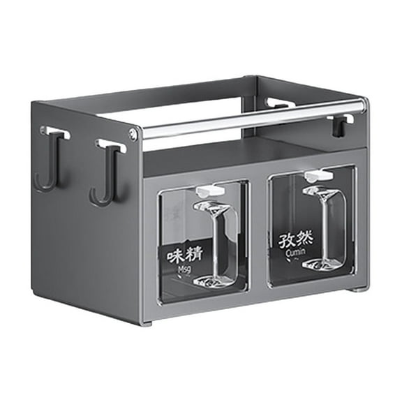 Leodye 1PCS Wall-mounted Kitchen Spice Rack - Combination Set of Seasoning Jars (MSG/Pepper) -7.87x5.31x5.11in