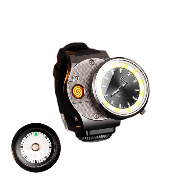 Leodye 1PCS Watch-style Rechargeable Lighter - Type-C Windproof Tungsten Electric Lighter -1.57x1.57in