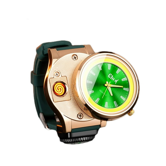 Leodye 1PCS Watch-type USB-C Rechargeable Windproof Lighter Portable Flameless Outdoor Daily Tungsten Arc Lighter -1.57x1.57in