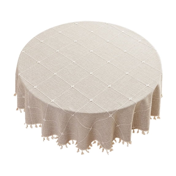 Leodye 1PCS Waterproof Oil Proof Tassel Tablecloth Decorative Table Cover for Restaurant Kitchen Dining Room and Home Table Decor -35.43x35.43in