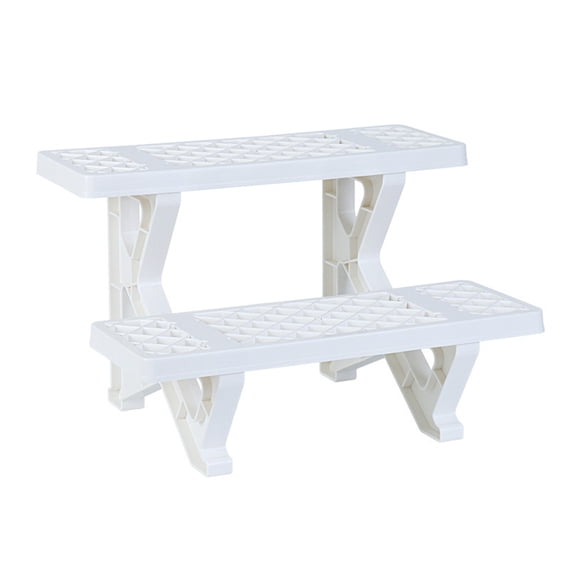 Leodye 1PCS White Plastic 2-Tier Plant Shelf, Layer Display Space, Place Succulent & Vegetable Pots, Indoor Garden Storage Rack -12.60x1 1.81 inch