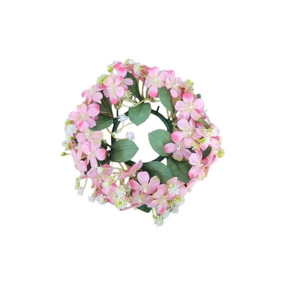 Leodye 1PCS Wildflower Wreath Candle Holders Multi-Flower Style Artificial Floral Ornament for Wedding Home Living Room Photo Props -7.87in
