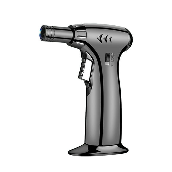 Leodye 1PCS Windproof Straight Blue Flame Torch Refillable Butane Outdoor BBQ Baking Lighter -5.3*4.1IN