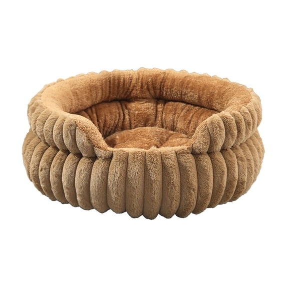 Leodye 1PCS Winter Plush Round Bed, Soft Warm Calming Nest fors & Small s -15.74*15.74*5.9in.