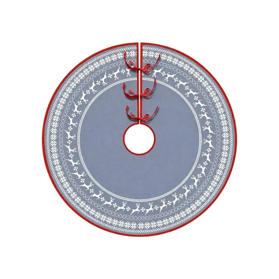 Leodye 1PCS Winter Snow Snowflake Christmas Tree Skirt Decorations Happy New Year Xmas Tree Mat 35 inch for Holiday Party Supplies Rustic Ornaments Mini Tree Skirt