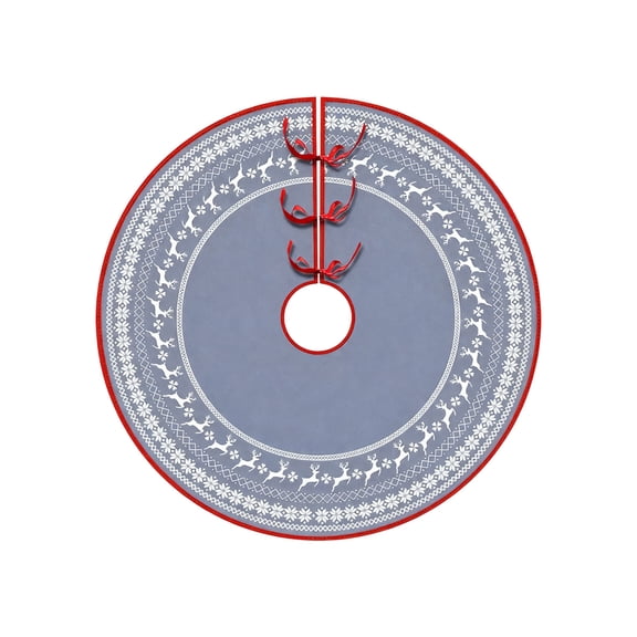 Leodye 1PCS Winter Snow Snowflake Christmas Tree Skirt Decorations Happy New Year Xmas Tree Mat 35 inch for Holiday Party Supplies Rustic Ornaments Mini Tree Skirt