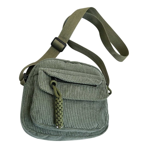 Leodye 1PCS Women Corduroy Shoulder Crossbody Bag, Solid Color Casual Campus Style Small Bag -7.48 × 7.48 × 2.76 in