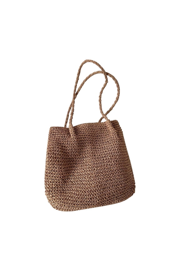 1PCS Women Straw Crochet Backpack, Flap Drawstring Shoulder Bag, Casual Beach Daypack and Crossbody Purse for Summer -14.5×11.8×0.78Inch