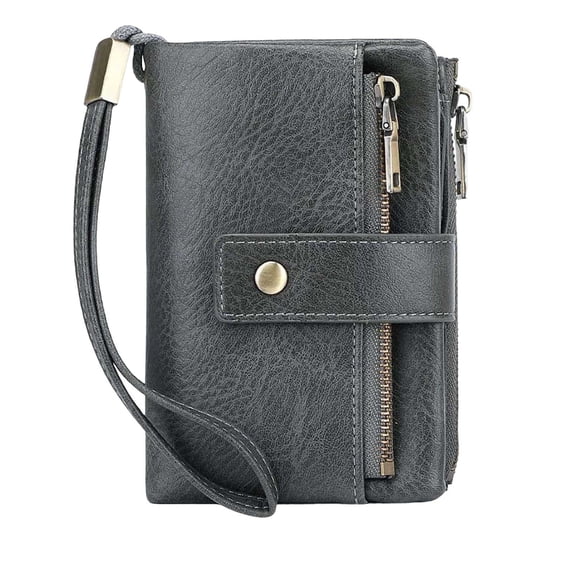 Leodye 1PCS Women's RFID Blocking Leather Wallet Vintage 3 Fold Short Style Multi functional Large Capacity Coin Purse Card Holder -5.51×3.74×0.98in