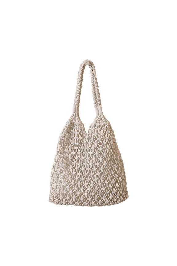 1PCS Women’s Straw Crochet Backpack - Flap Drawstring Crossbody, Casual Beach Daypack -11.4×10.6×0.78Inch