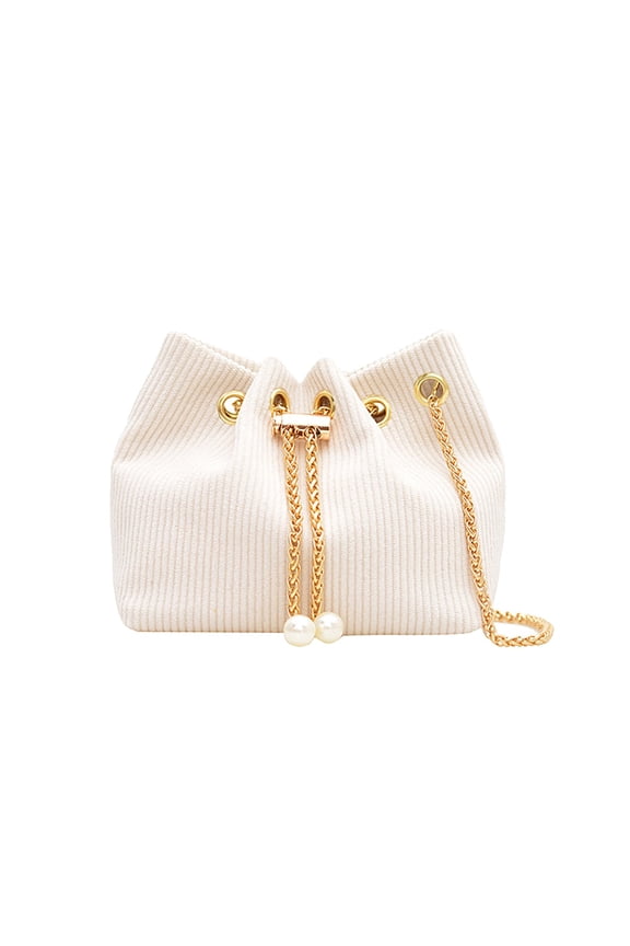 1PCS Womens Bucket Shaped Crossbody Shoulder Bag Chain and Flannelette Material Multifunctional Handbag for Work and Daily Commute -6.3 * 3.54 * 5.51in