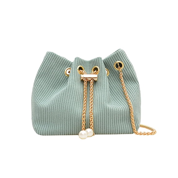 Leodye 1PCS Womens Bucket Shaped Crossbody Shoulder Bag Chain and Flannelette Material Multifunctional Handbag for Work and Daily Commute -6.3 * 3.54 * 5.51in