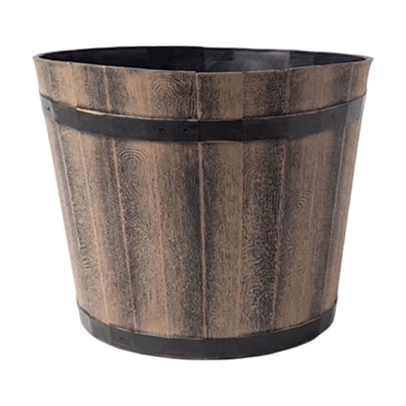 Leodye 1PCS Wood Effect Plastic Flower Pot, Imitation Wood Planter, for Home Gardening and Potted Plant Cultivation -5.91x4.33x4.13 inch