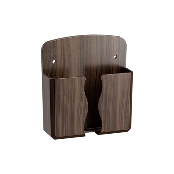 Leodye 1PCS Wood Grain No Drill Wall Mount Storage Box Multifunctional Holder for Mobile Phones Remotes Practical Household Wall Desktop Organizer -4.13x3.74x1.1in