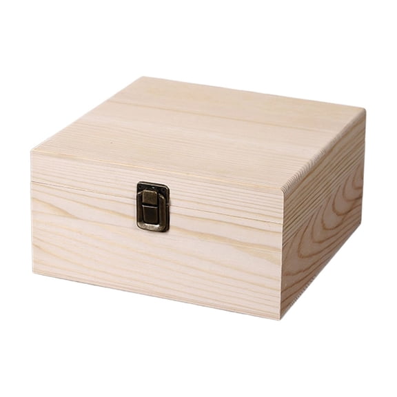 Leodye 1PCS Wooden Flip-top Storage Box Thickened Solid Wood Durable Retro Home office Sundry Document Organizer Box
