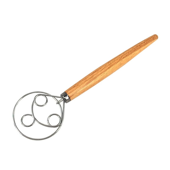Leodye 1PCS Wooden Handle Whisk Coil Flour Stirrer Egg Beater Stick Kitchen Baking Tool -12.99 3.15 IN
