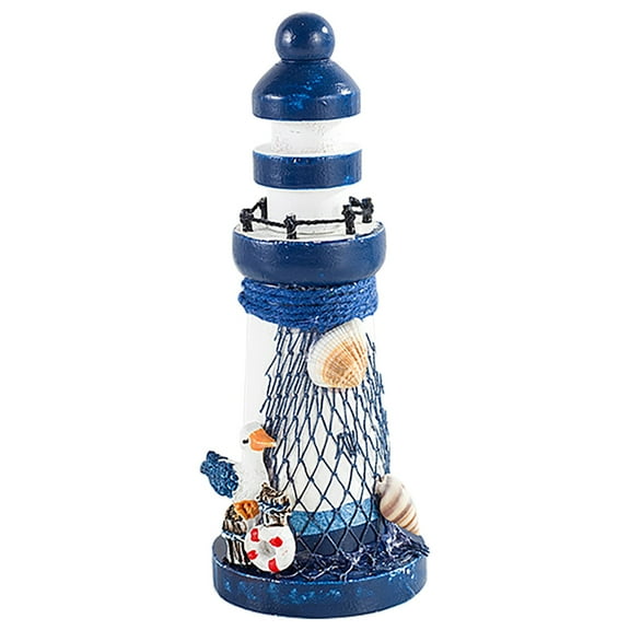 Leodye 1PCS Wooden Mini Lighthouse Ornament - Sea Wind-themed Home Decoration Craft Gift -5.3*1.97IN