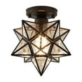thumbnail image 1 of Leodye 1PCS pentagonal star transparent ceiling lamp with Seeded Glass Shade Modern Star Ceiling Light Fixture for Hallway Bedroom Kitchen-9.84x7.87x7.87in, 1 of 6