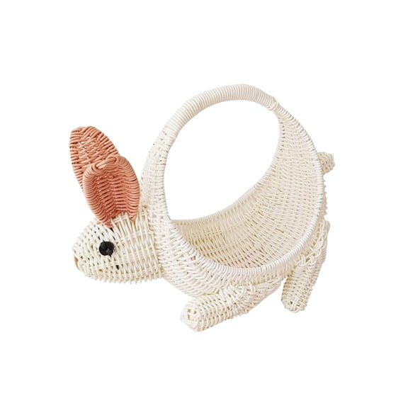 Leodye 1PCS-shaped Woven Gift Basket with Handle Imitation Rattan Design Fruit Picking Picnic Storage Basket Accessory -13.39in