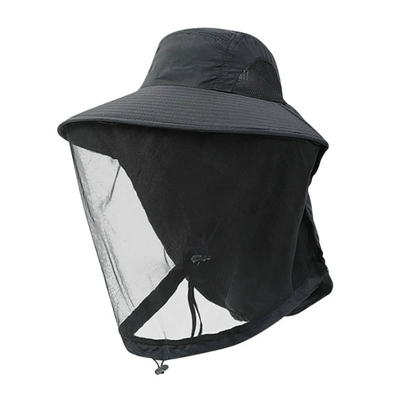 Leodye 1Pack Mosquito Head Net Bee Hat with Face Cover Hidden Net Mesh Hat Protecting Sun Fishing Hat-9.84*23.62in