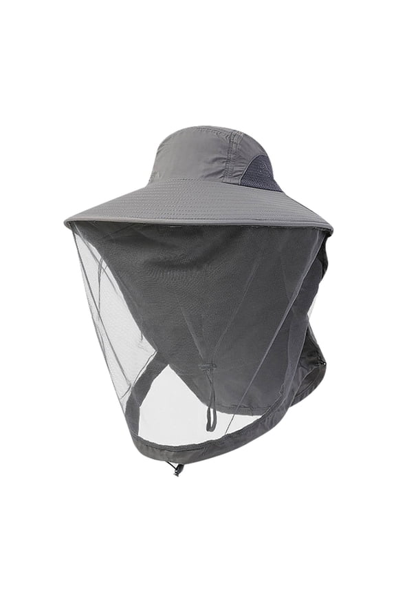 1Pack Mosquito Head Net Bee Hat with Face Cover Hidden Net Mesh Hat Protecting Sun Fishing Hat-9.84*23.62in