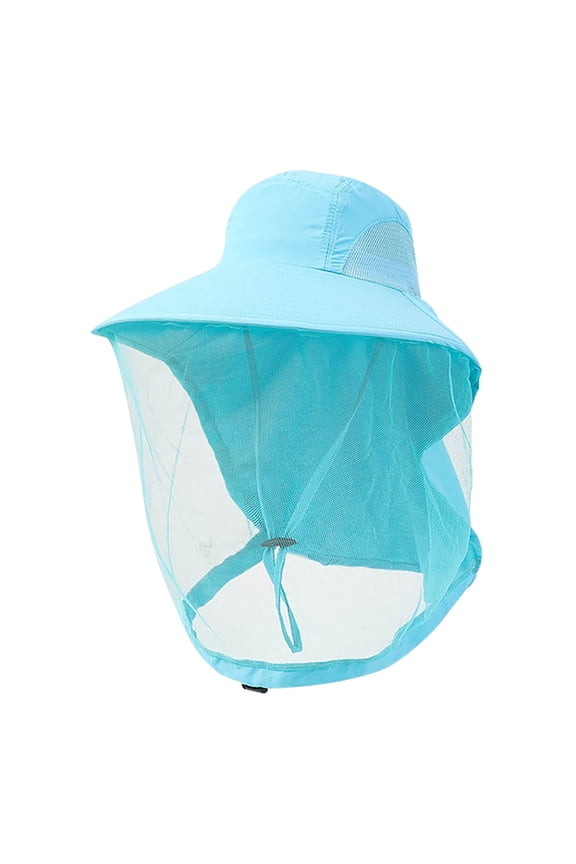 1Pack Mosquito Head Net Bee Hat with Face Cover Hidden Net Mesh Hat Protecting Sun Fishing Hat-9.84*23.62in