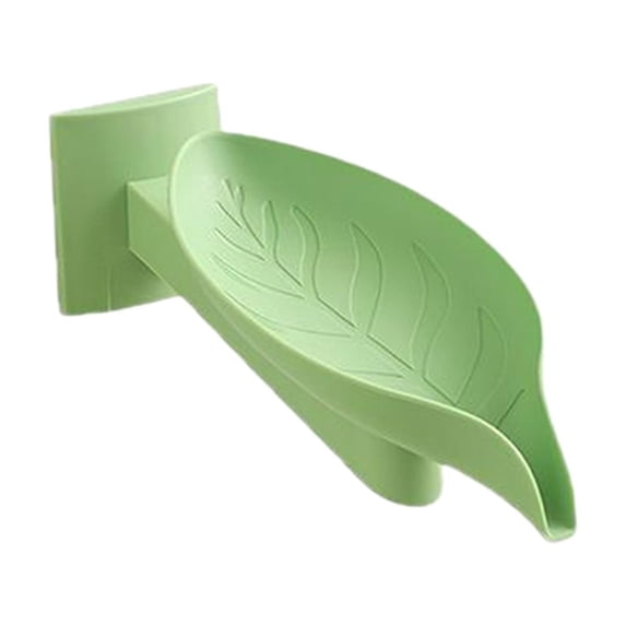 Leodye 1Pack Soap Holder Leaf-Shape - Self Draining Soap Dish Holder, Not Punched Easy Clean Bar Soap Holder, with Suction Cup Soap Dish Suitable for Shower, Bathroom, Kitchen Sink