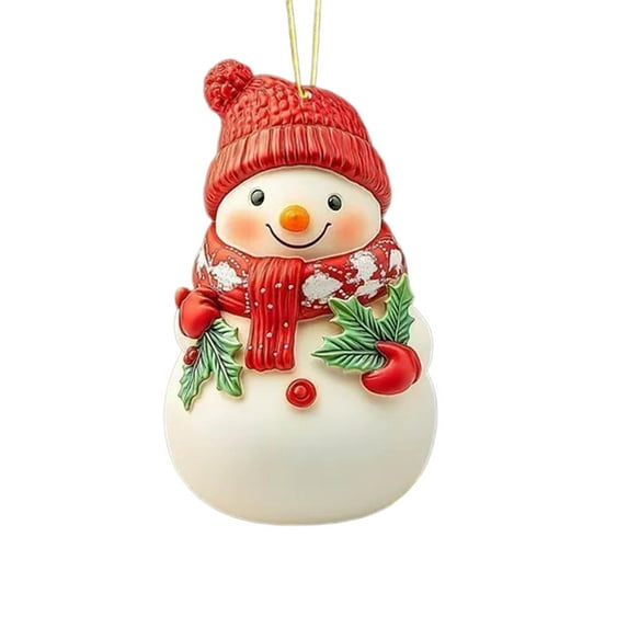 Leodye 1Pcs Cute Snowman Acrylic Pendant, Santa Claus Xmas Tree Accessories, Cartoon Christmas Ornament