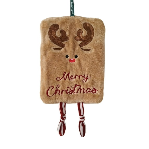 Leodye 1Pcs Thicken Coral Fleece Hanging Hand Towel, 3D Christmas Santa Claus Hand Towel for Kitchen & Bathroom Fast Drying Cleaning Towel-11.02x7.08in
