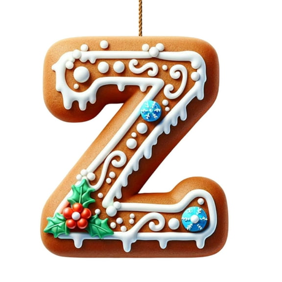 Leodye 1pcs 26 Gingerbread Alphabet Ornaments, A to Z Christmas Letters for Tree Decoration, DIY Craft Xmas Hanging Decorative Letters